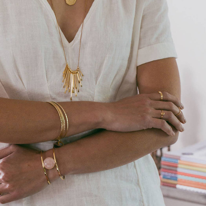 Gold Hammered Bangle Set