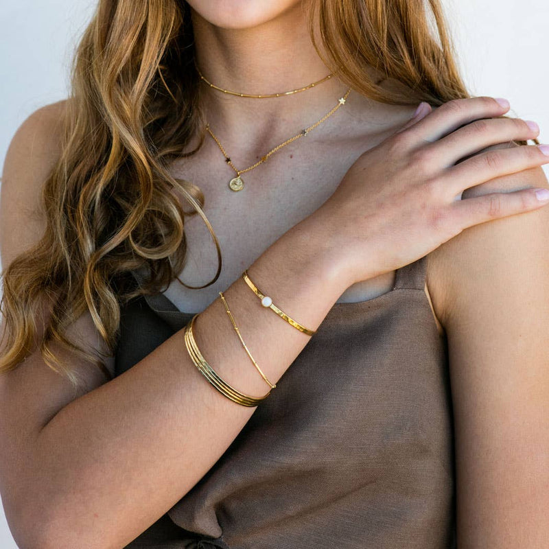 Gold Hammered Bangle Set