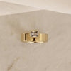 CZ Bezel Band Ring: Silver / Emerald Cut / 8