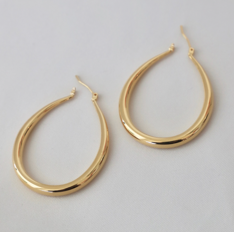 Large Teardrop Hoop Earrings