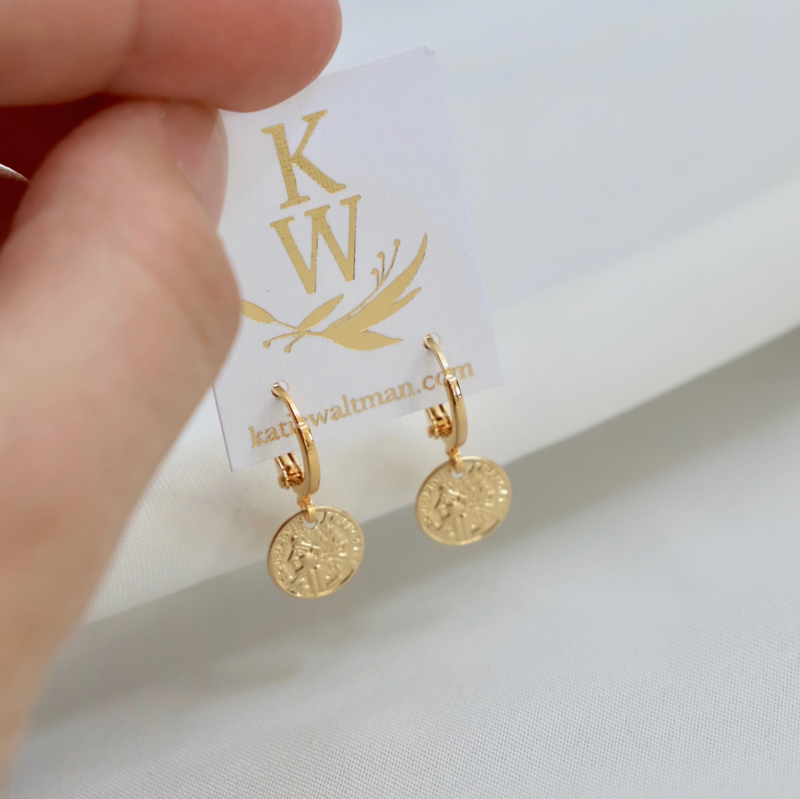 Petite Coin Huggie Earrings